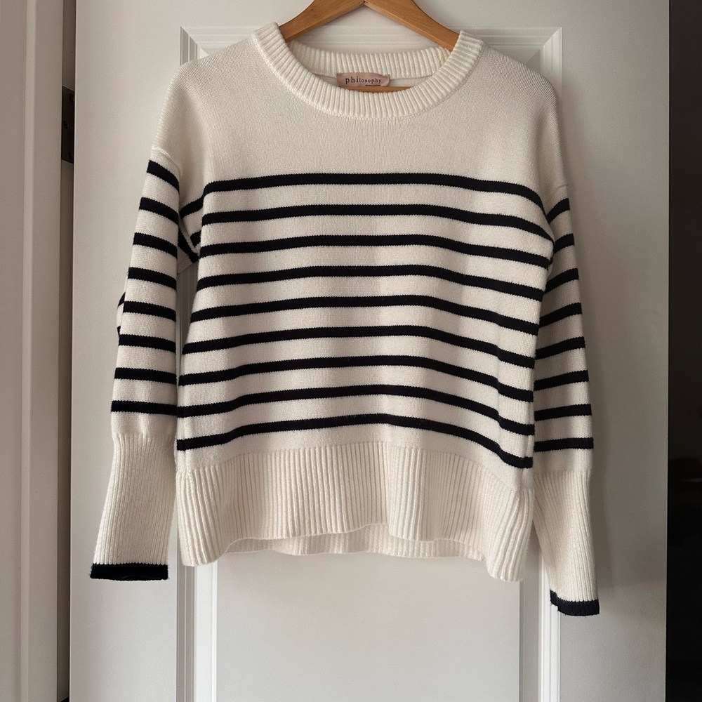 Philosophy Cream and Black Striped Sweater
